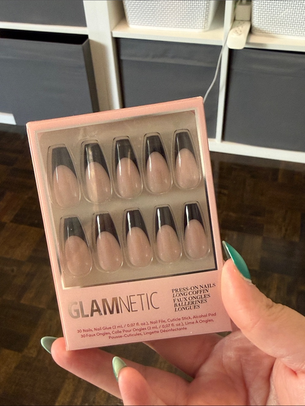 Glamnetics Black French Tip Press-On Nails for Women - Reusable Chic Set